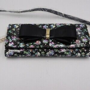 Betsey Johnson Rhinestone Print Mini Crossbody Envelope Bag Gold Chain Strap
